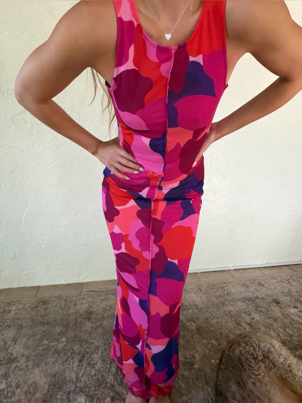 Vero Moda Pink Red Purple Floral Maxi Dress